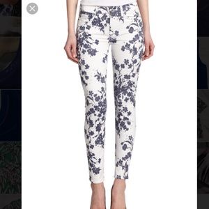 7 for All Mankind white floral skinny jeans 25